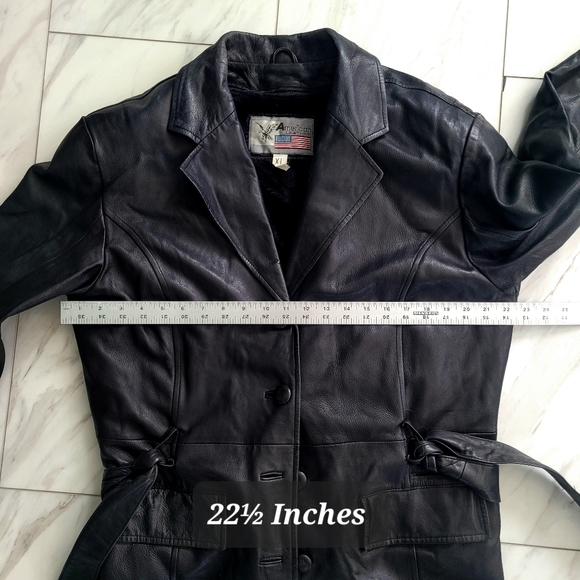 Black Leather Coat with Fuzzy Liner - Picture 3 of 7